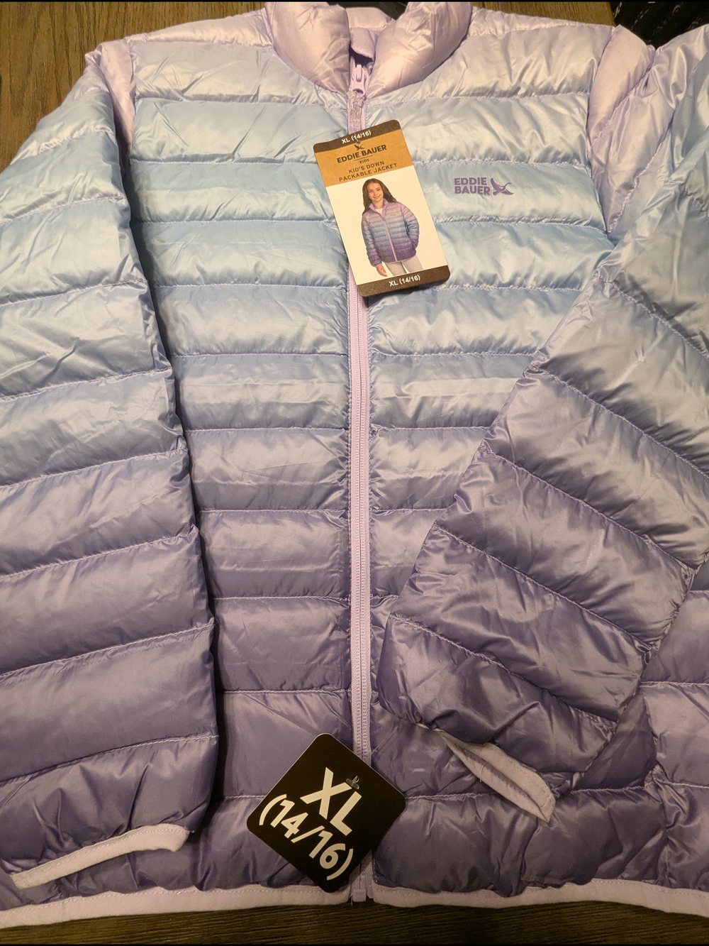 Eddie Bauer Lavender Ombre Packable Puffer Jacket